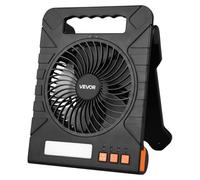 VEVOR Ventilador Solar Recargable 10000 mAh con Linterna LED, con Panel Solar Plegable 4 W, 4 Velocidades, Temporizador y Silencioso, para Tienda Campaña, Lugar de Trabajo, Escritorio de Oficina