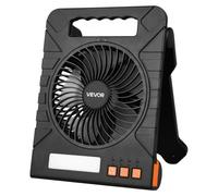 VEVOR Ventilador Solar Recargable 10000 mAh con Linterna LED, con Panel Solar Plegable 4 W, 4 Velocidades, Temporizador y Silencioso, para Tienda Campaña, Lugar de Trabajo, Escritorio de Oficina