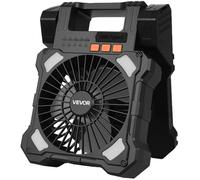 VEVOR Ventilador Solar Recargable 20 000 mAh con Linterna LED, Ventilador Portátil Inalámbrico 20 cm con Panel Solar Plegable 7 W, 5 Velocidades, Temporizador y Silencioso, para Tienda de Campaña