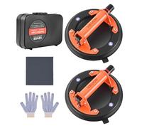 VEVOR Ventosa de Vacío, con Mango de Metal, Capacidad de Elevación 195 kg, con Estuche de Transporte, para Levantar Azulejos Grandes, Granito, Paneles de Yeso, Ventanas, 2 uds, 203 x 203 x 100 mm