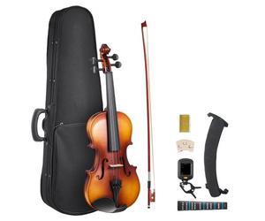 VEVOR Violín de 340 mm, Juego de Violín con Estuche Rígido, Resina, Arco, Hombrera, Puente, Afinador y Cuerdas Adicionales, Instrumento Musical Profesional para Estudiantes y Principiantes, Marrón