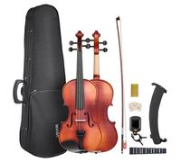 VEVOR Violín de 355 mm de Tamaño Completo, Juego de Violín con Estuche Rígido, Resina, Arco, Hombrera, Puente y Cuerdas Adicionales, Instrumento Profesional de Madera Maciza, Estampado Marrón Mate