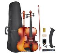 VEVOR Violín de 355 mm de Tamaño Completo, Kit de Violín con Estuche Rígido, Resina, Arco, Hombrera, Puente, Afinador y Cuerdas Adicionales Instrumento Profesional de Madera Maciza Marrón Brillante