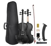 VEVOR Violín de 355 mm de Tamaño Completo, Juego de Violín con Estuche Rígido, Resina, Arco, Hombrera, Puente, Afinador y Cuerdas Adicionales, Instrumento Profesional de Madera Maciza, Negro