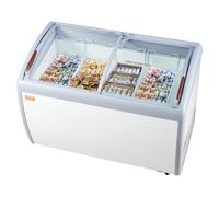 VEVOR Vitrina Comercial para Helado, Congelador Horizontal 362L, Congelador Móvil con Tapa de Vidrio, Gabinete para Inmersión de Helado para Restaurante con 4 Cestas de Alambre, 2 Puertas Corredizas d