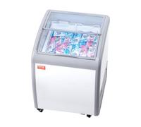 VEVOR Vitrina Comercial para Helado Congelador Horizontal de 154 L Congelador Móvil con Tapa de Vidrio Gabinete para Inmersión de Helado con 2 Cestas de Alambre 2 Puertas Corredizas de Vidrio, Blanco