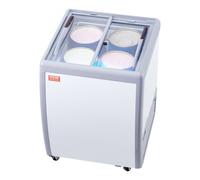 VEVOR Vitrina Comercial para Helado, Congelador Horizontal de 158 L, Congelador Móvil con Tapa de Vidrio, Gabinete para Inmersión de Helado de Restaurante con 4 Tinas Grandes, 2 Puertas Corredizas de