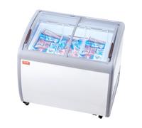 VEVOR Vitrina Comercial para Helado, Congelador Horizontal de 264 L, Congelador Móvil con Tapa de Vidrio, Gabinete para Inmersión de Helado de Restaurante con 3 Cestas de Alambre, 2 Puertas Corredizas