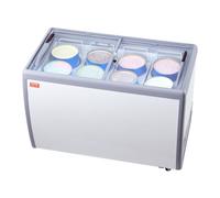 VEVOR Vitrina Comercial para Helado, Congelador Horizontal de 370 L, Congelador Móvil con Tapa de Vidrio, Gabinete para Inmersión de Helado de Restaurante con 8 Tinas Grandes, 2 Puertas Corredizas de