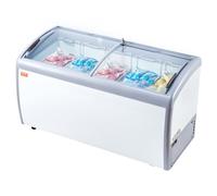 VEVOR Vitrina Comercial para Helado, Congelador Horizontal de 460 L, Congelador Móvil con Tapa de Vidrio, Gabinete para Inmersión de Helado de Restaurante con 5 Cestas de Alambre, 2 Puertas Corredizas