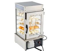 VEVOR Vitrina de Calor de 5 Niveles 1200 W, Expositor Térmico 120 L con Luz LED, Estantes Extraíbles, Estructura de Acero Inoxidable, Calentamiento por Vapor de 30 a 110 °C para Tapas, Hamburguesas
