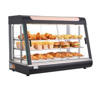 VEVOR Vitrina de Calor para Hostelería 3 Niveles 1400 W, Expositor Calentador de Alimentos 130 L con Luz LED, Estantes Extraíbles, 30 °C a 85 °C, para Tapas, Hamburguesas, Pizzas, Pan, Pollo Frito