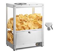 VEVOR Vitrina de Calor para Nachos de 80 L 300 W, Expositor Térmico de Acero Inoxidable, con Base Calefactora y Luz de Calentamiento, 30°C~85°C, con Placa Deflectora, para Palomitas, Patatas Fritas