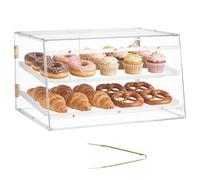 VEVOR Vitrina de Exhibición de Panadería 2 Niveles, Vitrina de Acrílica Transparente para Panadería 52,6 x 40 x 30,5 cm, con Puerta Trasera, Escaparate para Pan, Pasteles, Galletas, Postres, Donas