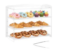 VEVOR Vitrina de Exhibición de Panadería 3 Niveles, Vitrina de Acrílica Transparente para Panadería 48,2 x 23,2 x 38 cm, con Puerta Abatible, Escaparate para Repostería, para Galletas, Postres, Donas