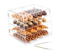 VEVOR Vitrina de Exhibición de Panadería 4 Niveles, Vitrina de Acrílica Transparente para Panadería 53 x 43,5 x 41,5 cm, con Puerta Trasera y Delantera, Escaparate para Galletas, Postres, Donas