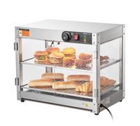 VEVOR Vitrina para Pizza con Luz de Mostrador 2 Niveles 610 x 380 x 510 mm 58 L