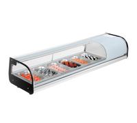 VEVOR Vitrina Refrigerada 62 L para sushi, 6 bandejas, con vidrio curvo, iluminación LED y control digital de temperatura, para mostradores, restaurantes y tiendas, 1510 x 425 x 290 mm, 2 a 8 °C