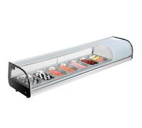 VEVOR Vitrina Refrigerada de 72 L para Sushi, 7 Bandejas, con Vidrio Curvo, Iluminación LED y Control Digital de Temperatura, Ideal para Mostradores, Restaurantes y Tiendas, 1690 x 425 x 315 mm