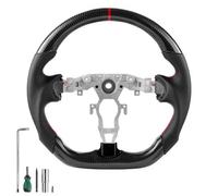 VEVOR Volante para Nissan 370Z 2008-2020, en Forma de D, Fibra de Carbono, Achatado en la Parte Inferior, Empuñadura de Cuero Antideslizante con Costuras de Precisión, Negro, 370 x 365 x 140 mm