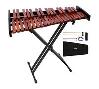 VEVOR Xilófono Glockenspiel de 37 Notas, Instrumento de Percusión Profesional de Madera, con Soporte de Altura Ajustable, 4 Mazos y Bolsa de Transporte, para Principiantes, C4-C7, Color Marrón