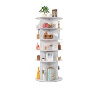 VEVOR Zapatero, Armario para 20 Pares de Zapatos, 5 Estantes y 4 Compartimentos, Giratorio 360°, Ahorra Espacio, Ideal para Dormitorio, Sala de Estar o Recibidor, Color Blanco, 598 x 598 x 1350 mm