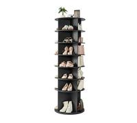 VEVOR Zapatero, Armario para 28 Pares de Zapatos, 7 Estantes y 4 Compartimentos, Giratorio 360°, Ahorra Espacio, Ideal para Dormitorio, Sala de Estar o Recibidor, Color Negro, 598 x 598 x 1805 mm