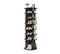 VEVOR Zapatero, Armario para 28 Pares de Zapatos, 7 Estantes y 4 Compartimentos, Giratorio 360°, Ahorra Espacio, Ideal para Dormitorio, Sala de Estar o Recibidor, Color Negro, 598 x 598 x 1805 mm
