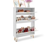 VEVOR Zapatero con 3 Cajones Abatibles Gabinete de Almacenamiento de Zapatos para Entrada Organizador de Zapatos Independiente para Tacones, Botas, Zapatillas en Pasillo, Entrada, Sala de Estar