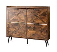 VEVOR Zapatero con 4 Puertas y Antivuelco, Ahorra Espacio, Organizador de Zapatos Independiente para Entrada, Pasillo, Salón, Porche, Estilo Vintage, 120 x 24 x 105 cm, Fácil de Limpiar, Marrón