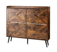 VEVOR Zapatero con 4 Puertas y Antivuelco, Ahorra Espacio, Organizador de Zapatos Independiente para Entrada, Pasillo, Salón, Porche, Estilo Vintage, 120 x 24 x 105 cm, Fácil de Limpiar, Marrón