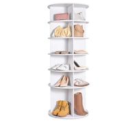 VEVOR Zapatero Giratorio de 6 Niveles de 600 x 600 x 1584 mm, Expositor de Zapatos Giratorio de 360°, Organizador de Zapatos con Forma de Carrusel para Dormitorio, Sala de Estar, Entrada, Blanco