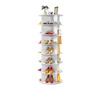 VEVOR Zapatero para 28 Pares de Zapatos, 7 Estantes y 4 Compartimentos, Giratorio 360°, Ahorra Espacio, 16 kg por Nivel, para Dormitorio, Sala de Estar o Recibidor, Blanco, 598 x 598 x 1620 mm.