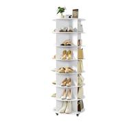 VEVOR Zapatero para 28 Pares de Zapatos, 7 Estantes y 4 Compartimentos, Giratorio 360°, con Ruedas Móviles, Ideal para Dormitorio, Sala de Estar o Recibidor Color Blanco, 598 x 598 x 1670 mm.