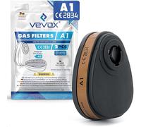 VEVOX® Filtro de Gas A1 Set de 2 - Protección contra Gases y vapores orgánicos con Punto de ebullición > 65°C - por Ejemplo, disolventes, Adhesivos, Pinturas, alcoholes y VoC
