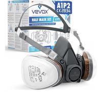 VEVOX® Máscara respiratoria con filtro A1P2 - Protección contra gases, vapores y partículas finas de polvo - Ideale para pintura, lijado y obra - Con 20 filtros P2 antipartículas y 4 A1 antigás