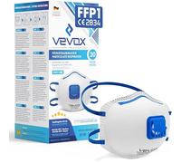 VEVOX® Mascarilla FFP1 - Lote de 20 - Mascarillas antipolvo con válvula para el trabajo, para obras y para alergia - Protección contra el polvo fino, de albañilería y de cemento