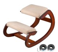 VEVR Silla Arrodillada Ergonómica Color Nuez Taburete Madera Corrección de Postura Oscilante Casa Grande Home Office o Silla de Escritorio