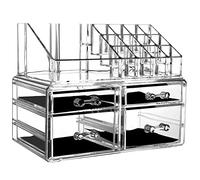 VEXDOSLE Caja de almacenamiento de cosméticos, caja de almacenamiento de cosméticos de acrílico, transparente, apilable, multifuncional, caja organizadora de maquillaje (08)