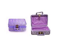 VEXDOSLE Caja de almacenamiento portátil de ratán para cosméticos, material respetuoso con el medio ambiente, imitación de ratán, estilo retro, caja organizadora de maquillaje, 34 x 24 x 14 cm