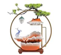 VEXDOSLE Fuentes de Cascada de Sobremesa Fuente de Agua Corriente Estilo Chino con rocalla for atraer Riqueza, Adornos Zen creativos for Sala de Estar y Oficina. Fuente de Agua para Gatos