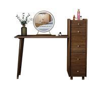 VEXDOSLE Tocador Tocador con Cinco cajones, gabinete de Almacenamiento Nogal Pantalla táctil LED El Espejo emisor luz se Puede Instalar a la Izquierda o a Derecha, retráctil Mesa de Maquillaje