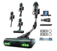 Vexilar V15Max - Aspiradora inalámbrica con batería (65 KPa/600 W/60 min | Aspirador inalámbrico con función de limpieza, cepillo antienredos, LED verde, de pie, caja de polvo de 1,5 L para pelo de