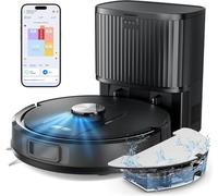 Vexilar W11 Robot Aspirador y Fregasuelos con Potente Succión 6000Pa, Robot Aspirador con Sistema de Navegación Láser Inteligente, Mapeo Inteligente, Base Autovaciado, Negro