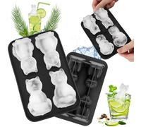 Vexillic Cubiteras para Hielo,Ice Cube Maker de Silicona con Tapa, 2 Piezas Grandes Cubitos Hielo de Gato y Perro 3D Reutilizables para whisky, Cócteles, Zumo, Chocolate, Caramelos