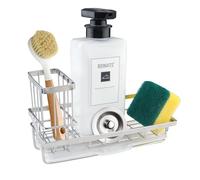Vexillic Organizador de Fregadero Cocina, Soporte para Esponjas Inoxidable Soporte de Esponja con Bandeja Ayuda Práctica para Organizar la Cocina (Conjunto de Tres Piezas-Plata)