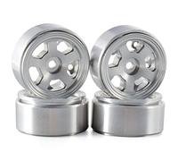 Vexilon 4 piezas, for Hot Wheels, llantas de metal Beadlock 1,0 pulgadas, neumáticos 1/24 RC Crawler Car, for Axial, SCX24 90081, for RGT Juego de neumáticos de goma para coche Rc(2403SR silver)