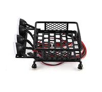 Vexilon Portaequipajes for Techo de Coche RC CC01 CR01 SCX10, for RC4WD, con 4 Barras de luz Redondas for camión sobre orugas Baca de Juguete para Coche(2 White 2 Red)