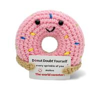 Vexilon Regalo de apoyo emocional, divertido dona positiva de ganchillo con tarjeta inspiradora, regalos positivos hechos a mano para niñas y mujeres, regalos motivacionales de cumpleaños, graduación