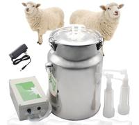 Vexorium Máquina de ordeño pulsante eléctrica para Cabras - Plug-in con Cubo de Acero Inoxidable, Tubo de Silicona y función de Auto-Stop,14L